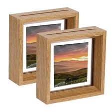 2Pcs Floating Frame 4 x 4 Inch Wood Picture Frame Wood Tone