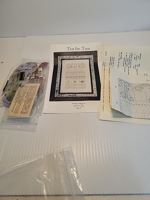 Charland Designs Tea For Two  Cross Stitch Sampler Kit With Thread