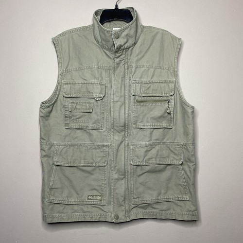 Columbia Vest Mens Size M Gray Fishing Hiking Outdoor Snap Button Pockets