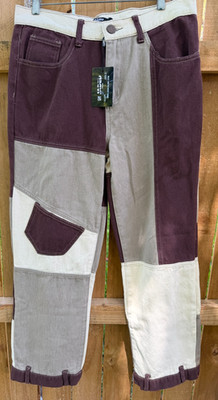Jaded London Brown Patchwork Skate Jeans Size 30 New with Tag 2013 Color Block!