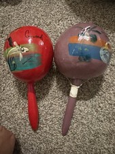 2 Handcrafted Souvenir Hand Painted Mexican Maracas Percussion Instrument