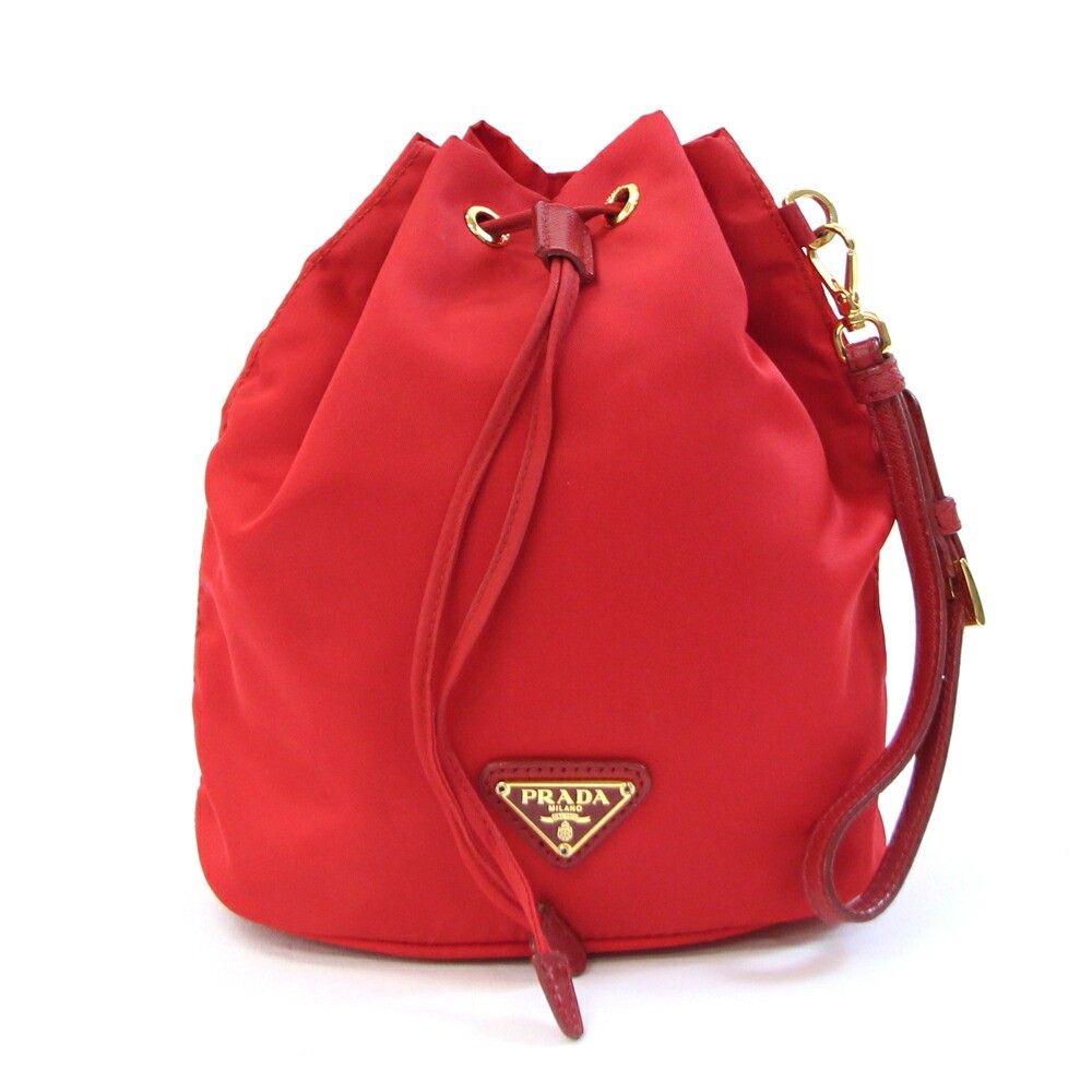 Prada Red Nylon Drawstring Pouch Prada-Red-Nylon-Drawstring-  main image 4