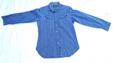 VTG 80's Ralph Lauren Polo Country Blue Plaid Pearl Snap Western Shirt Mens L
