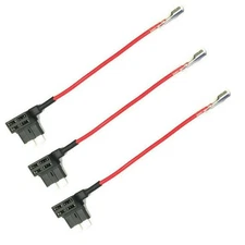 3Pack Car Fuse Add-a-circuit Tap Adapter Cable Wire Medium Size 12V/24V Parts G