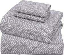 100 Cotton Sheets - King Size Cool Breathable Sheets, 4-Piece, Diamond Box Set