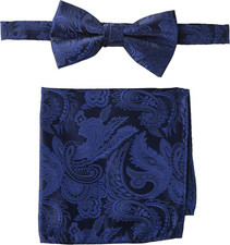 mens Classic Pretied Bow Tie With Pocket Square