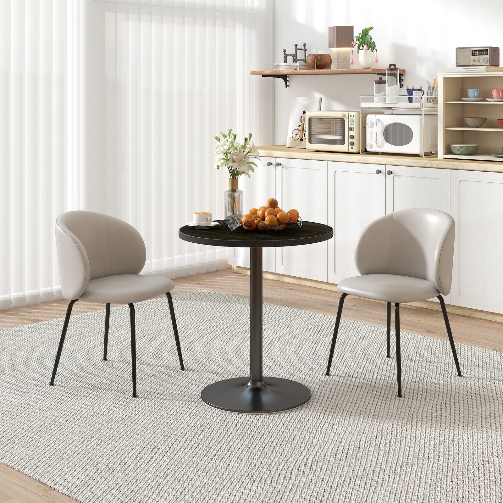 HOMCOM Round Dining Table, Kitchen Table for 2-4 People, Black