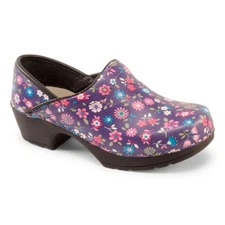 Cape Clogs Purple Pink Floral Olena Leather Clog Comfort Shoes Size EU 36