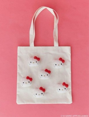 Hello Kitty 50th Anniversary x Merry Jenny Fluffy Canvas Tote Bag Large A4