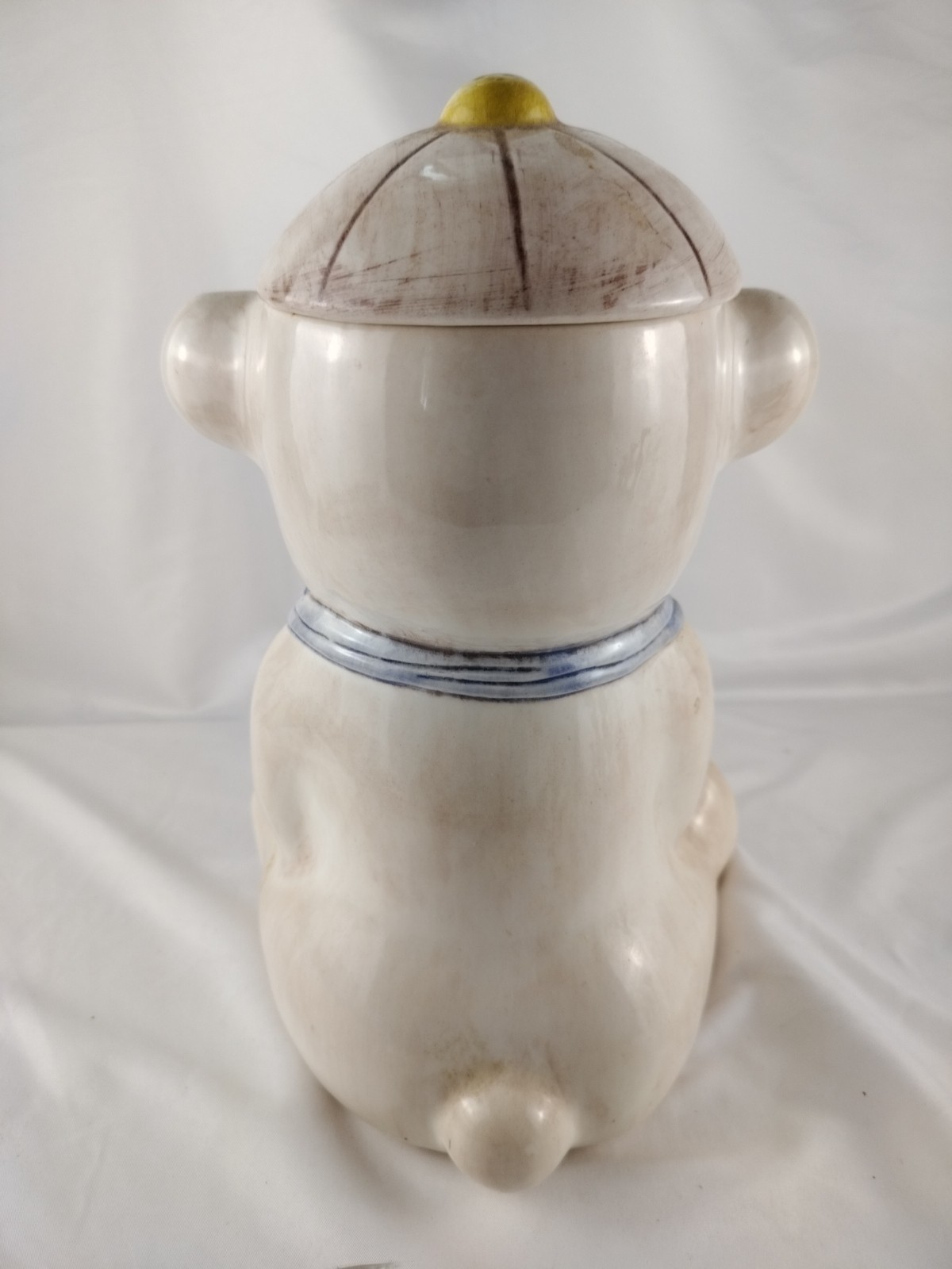 Vintage Treasure Craft Teddy Bear Baseball Cap Cookie Jar 12.5" H, 9"W
