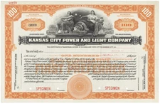 Kansas City Power and Light Company. Stock Certificate.