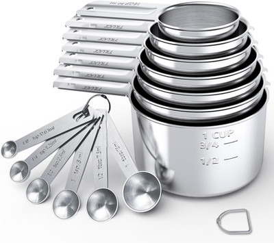 TILUCK Stainless Steel Measuring Cups & Spoons Set,Coffee Scoop Spoon,Kitchen Ga