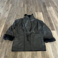 Vintage Winlit Leather Jacket Women's Size Medium Black One Button 90  s
