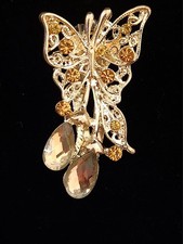 Jeweled Gold And Silver Tone Butterfly Hair Clip