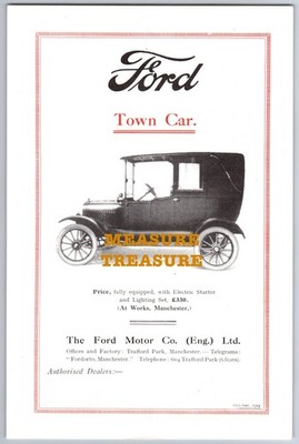 1919 FORD TOWN CAR STORE PROMO PAMPHLET SPECIFICATIONS MANCHESTER AD PRINT F50