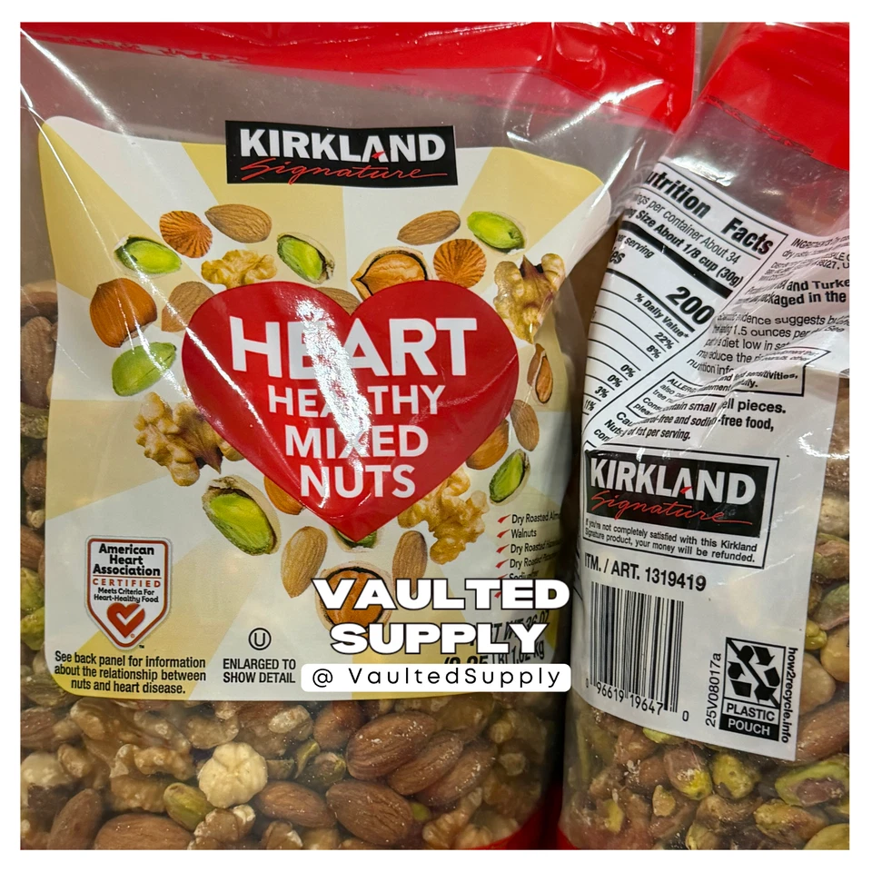 2 paquetes Kirkland Signature Heart Healthy Mixed Nuts 36 oz cada paquete, total 72 oz Foto 3 de 4