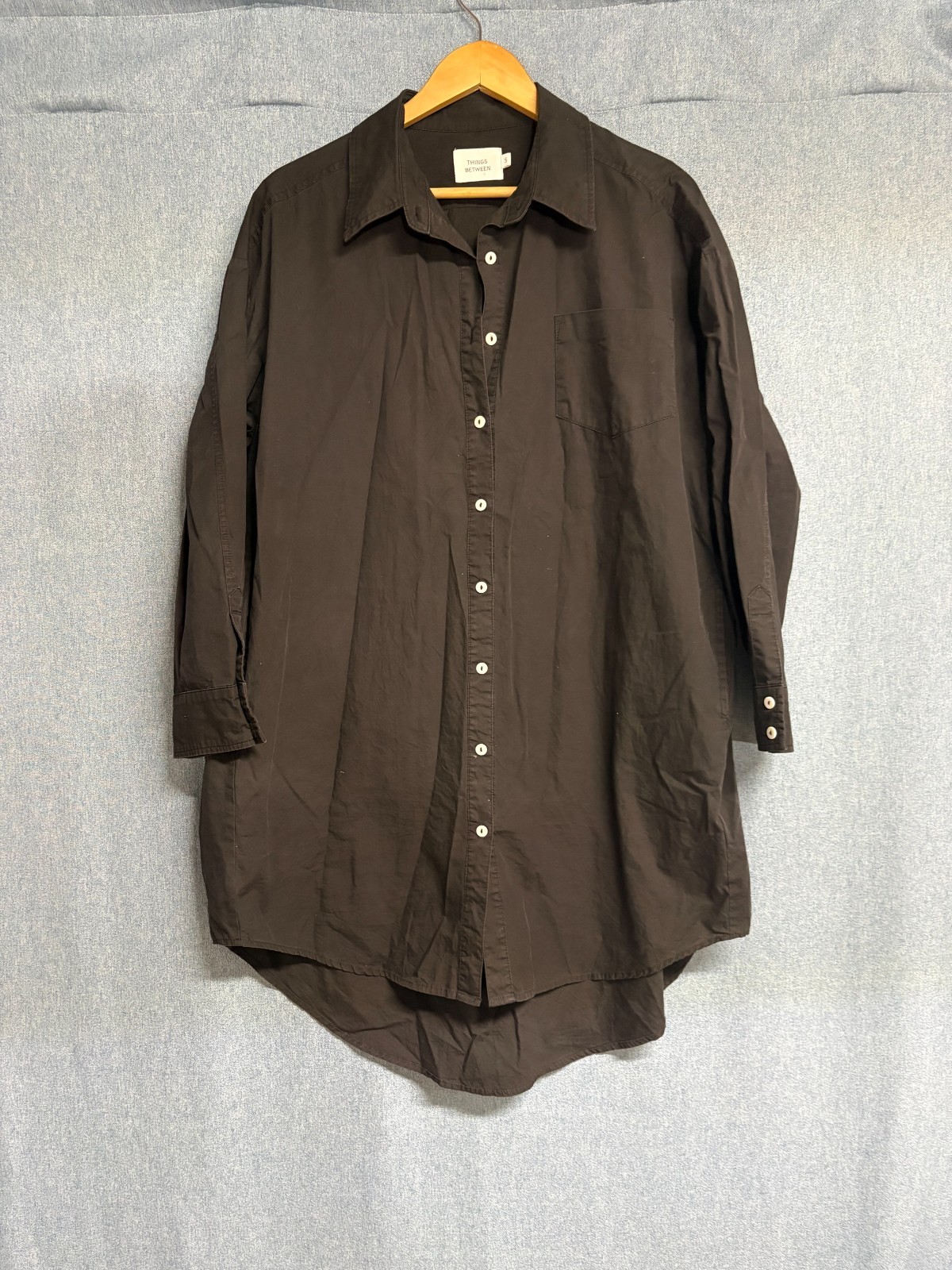 Things Between S Black Oversized Button-Up Shirt … - image 1