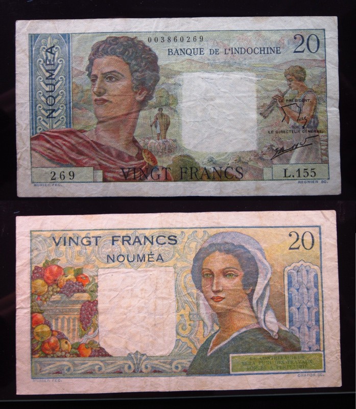 New Caledonia 20 Francs ND 1951-1963 P50 Noumea 0269i1g Bank Indochina France