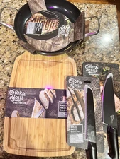 Green Pan Chop And Grill Bundle (chef Knife, Bread Knife, Cut Board, Round Grill