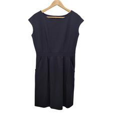 Quince Women Ultra-Stretch Ponte Cap Sleeve Mini Blue Dress S