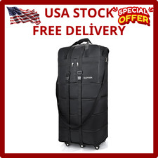 130L Expandable Black Rolling Duffle Bag with Wheels - Collapsible Design