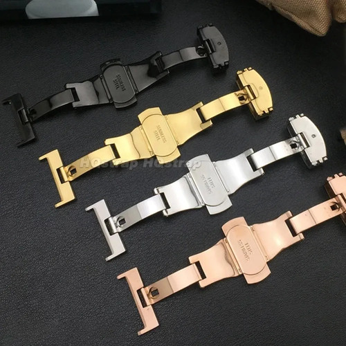 Stainless Steel Butterfly Buckle Polished Matte Button Watch Band 16mm 20mm 22mm - Picture 21 of 30