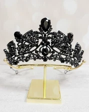 Black diamond crown, Gothic Victorian Crown, Black wedding headpiece