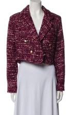 New House of Harlow 1960 Tweed Cropped Double Breasted Pink Career Jacket XS