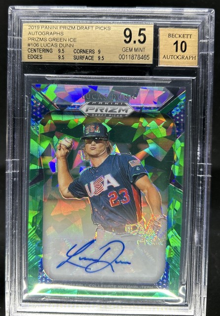 2019 Panini Prizm Draft Picks Lucas Dunn Auto Green Ice #106 USA BGS 9,5/10