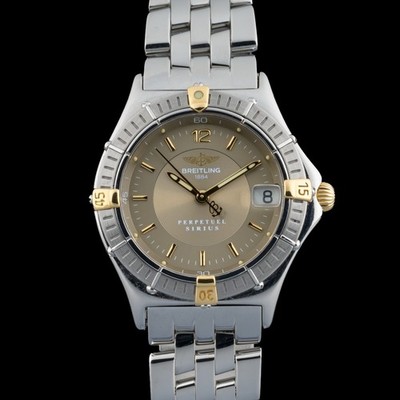 Breitling Perpetual Sirius Gold Dial 31mm Quartz Steel Ladies Watch