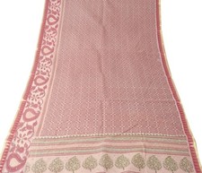 Sushila Vintage Brown Scrap Saree Art Cotton Printed Embroidered Sari Fabric