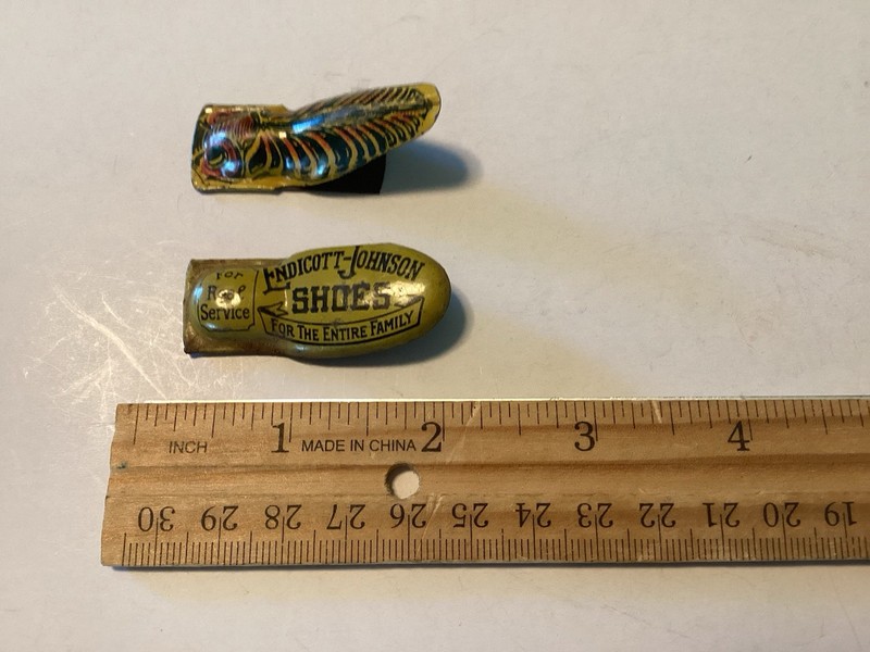 Antique 1920s Kirchhof Endicott Johnson Shoe Advertising Tin Litho Clicker + 1