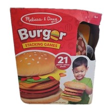 Melissa  Doug Burger Stacking Games 21-piece Plush Toy Food Set - Box Wear New