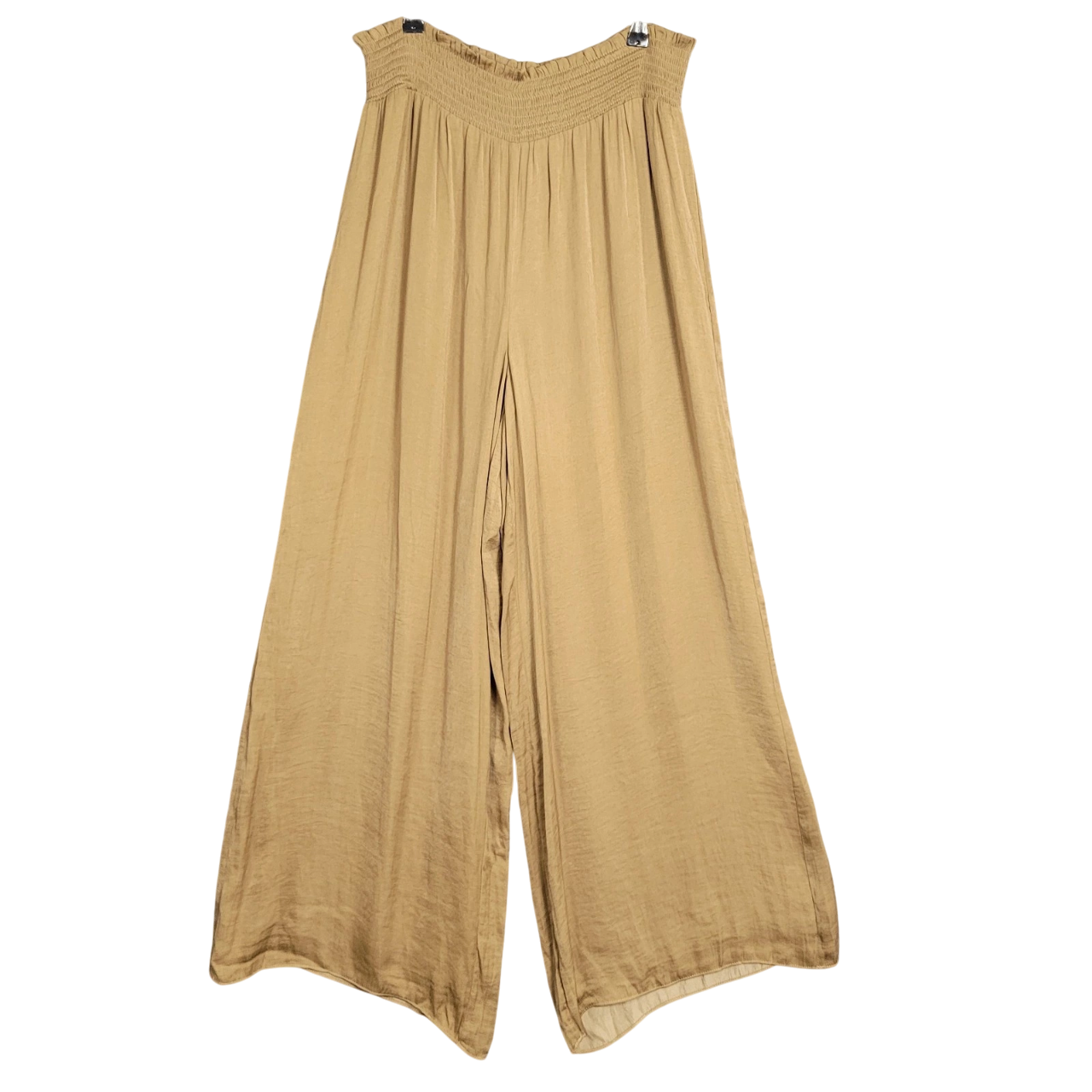 NWT TAHARI Brown Smocked Waist Wide Leg Palazzo Pull On Pants Medium