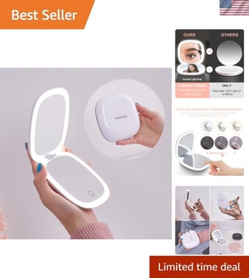 Elegant 4-Inch LED Travel Makeup Mirror - 1X/10X Magnification, USB Rechargeable