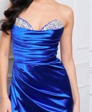 Brand New Size 10 Blue Bandeau Diamonte Dress Formal Evening Wear Prom Dress