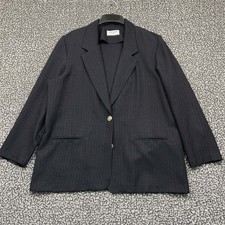 Vintage Alfred Dunner Blazer Women 14 Black Striped 2 Button Long Sleeve