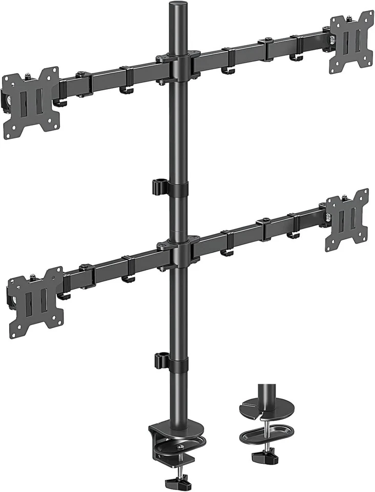 Quad Monitor Stand Mount for 17-32 Inch Screens Fully Adjustable Desk Mount - Image 3 of 4