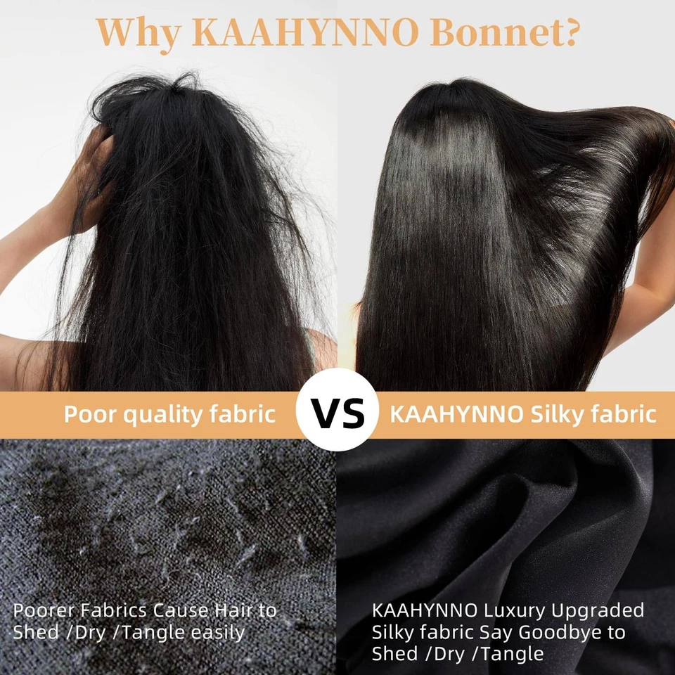 Silk & Satin Hair Bonnet for Sleeping – Adjustable Elastic, Curly & Natural Hair - Image 3 of 4