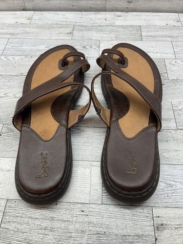 B.O.C. Born Brown Leather Slide Sandals Toe Loop BC6311 Size 10M - Picture 11 of 13