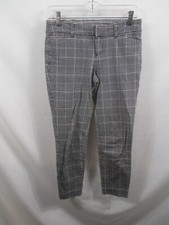 Old Navy Pants Womens 2 Black Plaid Chino Pixie Straight Leg Zip Cotton