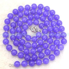 Natural 6/8/10/12/14mm Lavender Jade Round Gemstone Beads Necklace 16-36" AAA+