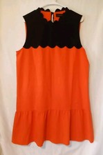 Victoria Beckham Target Orange Black Shift Dress Sleeveless Ruffle Hem Size XL