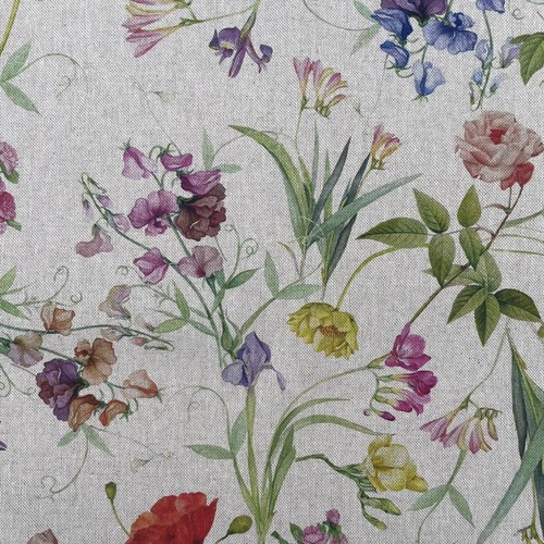 Tela de tapicería cortina de aspecto lino rico en algodón para animales y flores - Imagen 45 de 55
