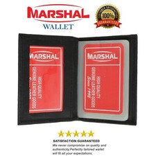 Black Credit Card Window ID Genuine Leather Holder Wallet Clear Sleeves Men's