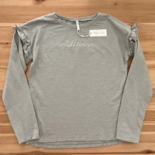 NWT RYLEE + CRU Green Wildflower Ruffle Top Size 12-14Y