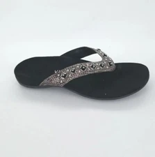 1590 Vionic Womens Rest Floriana Toe Post Sandal Grey Snake Size 9 US