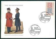 BRD GEDENKBRIEF 1968 TAG DER BRIEFMARKE HANNOVER POSTBOTE POSTMAN NDP gg45