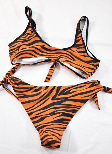 women's Urchics orange zebra bikini size medium cheeky bottoms 2" sides new - Picture 6 of 6