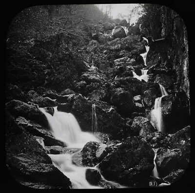 ANTIKES magisches Laternendia LODORE FALLS UM 1910 FOTO LAKE DISTRIA